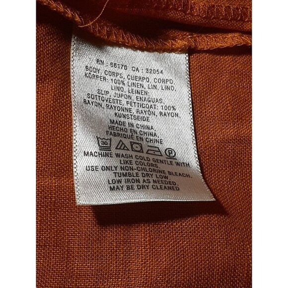 Anthropologie Maeve Dress 100% Linen Lace Up Front Pockets Size 0 Fall - Picture 14 of 16